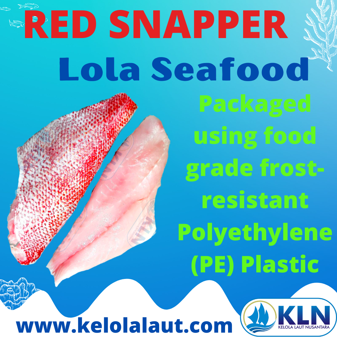 Red Snapper fillet packaged using food grade frost-resistant Polyethylene (PE) plastic