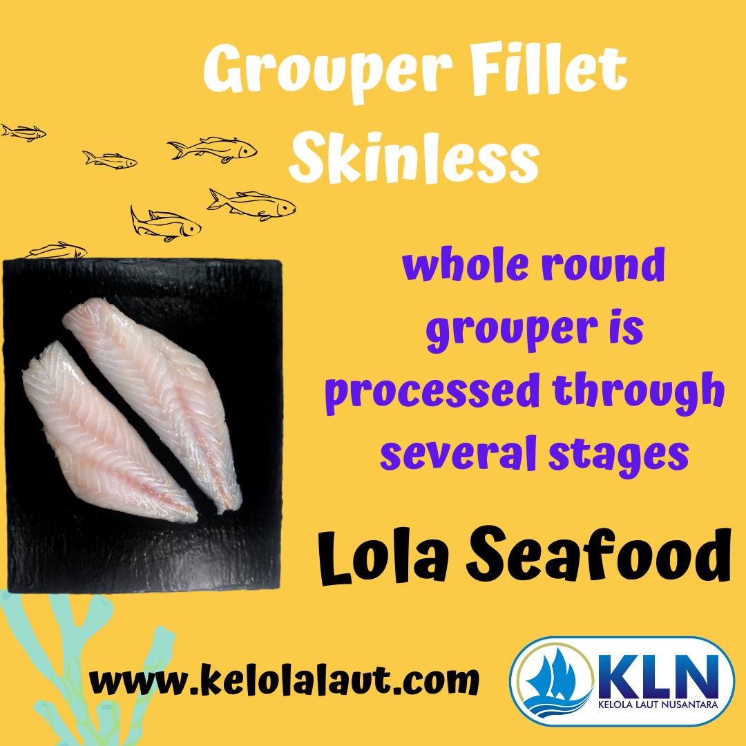 The whole round grouper is processed into fillets through several stages.