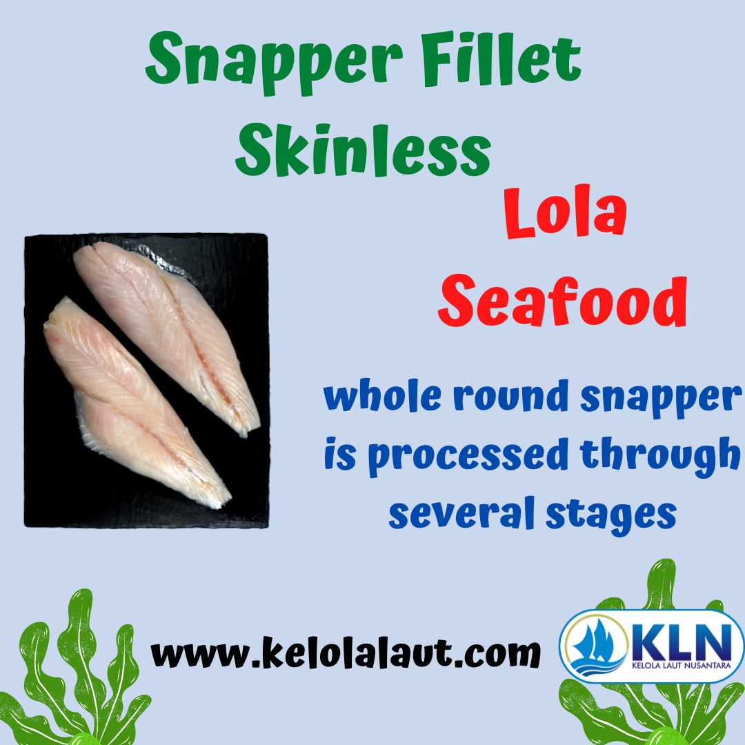 The whole round snapper is processed through several stages.